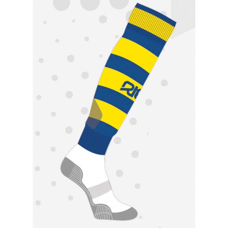 Chaussettes de rugby NODZ Royal/Jaune, par RTEK